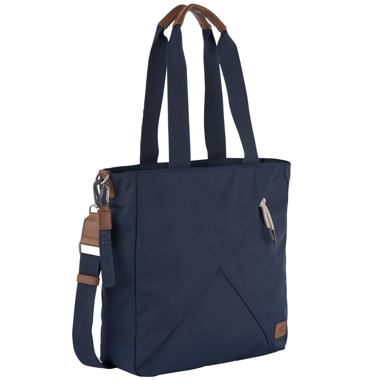 camel active Aurum Shopper Tasche - Nachhaltige Tote Bag aus recyceltem Nylon mit abnehmbarem Schulterriemen blau