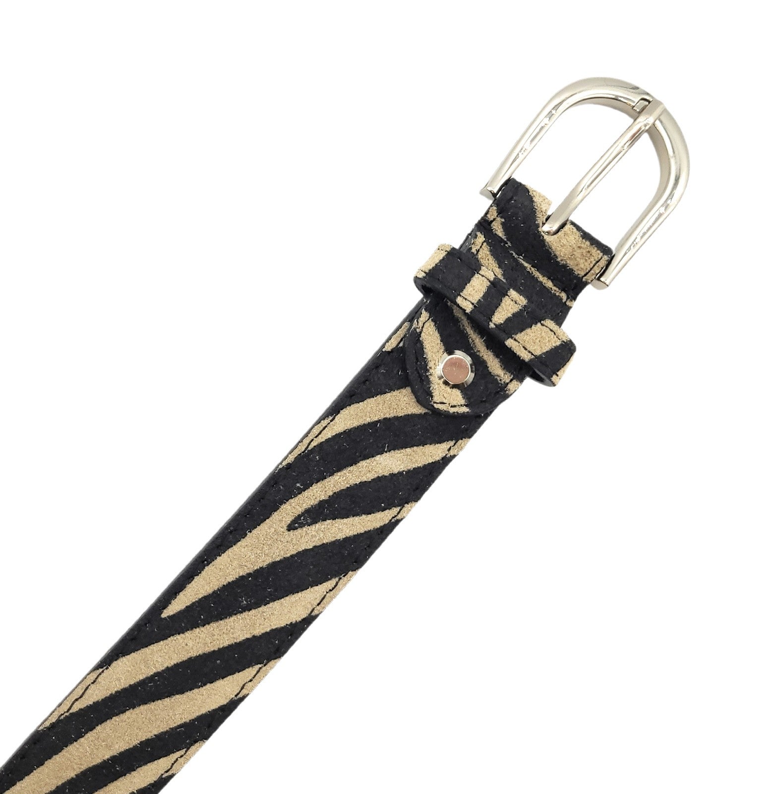Wildleder Gürtel Made in Italy 5-Loch kürzbar ca. 30mm Metallschließe zebra