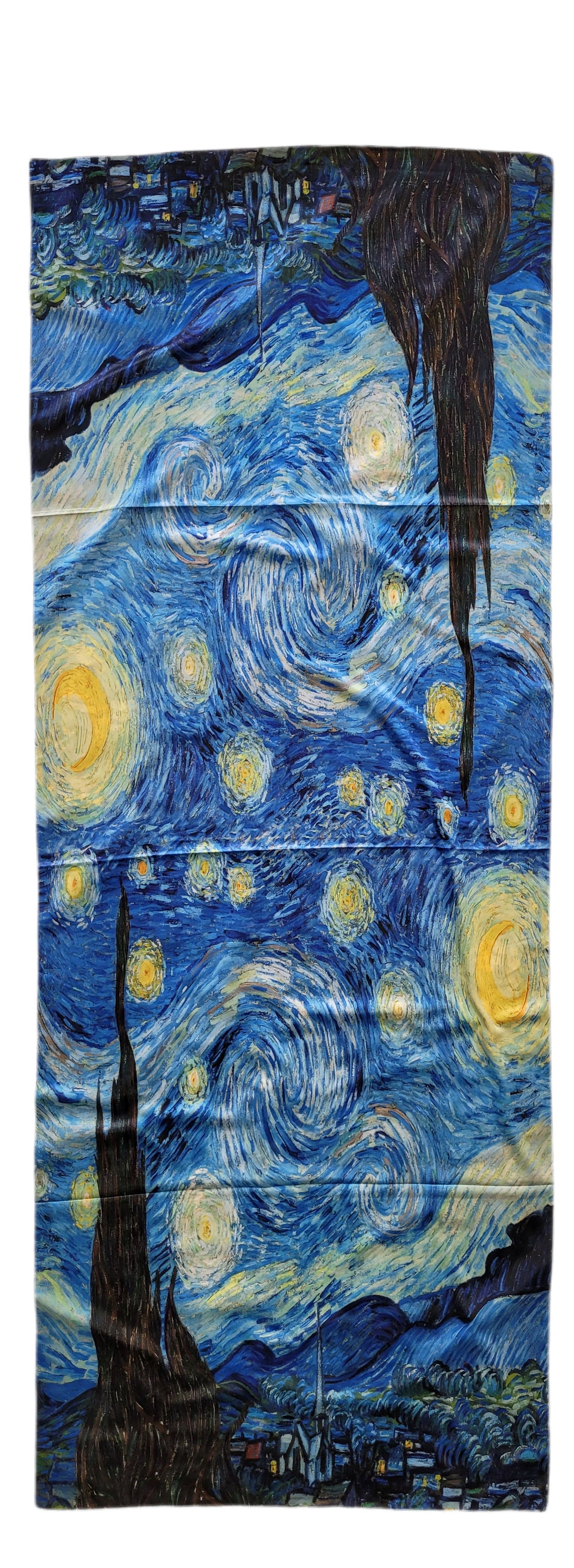 Wendeschal Stola Van Gogh inspiriert – Mandelblüte & Sternennacht – 100% Viskose 180x70 cm