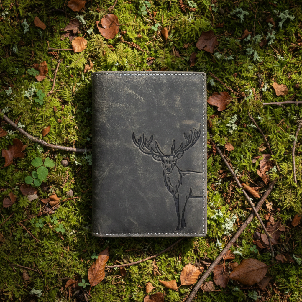 Jockey Club echt Leder Passhülle Etui Hülle Dokumenten Mappe Hunterleder Hirsch quattro  grau