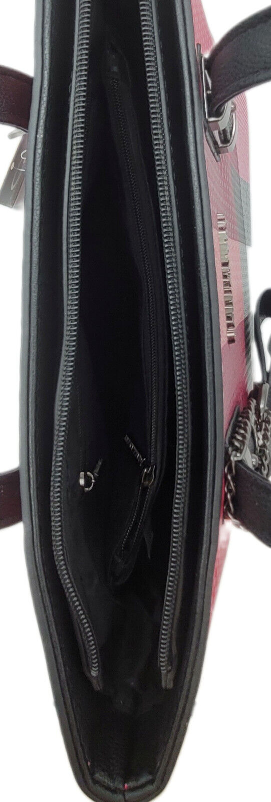 Elegante Damen Handtasche in Fuchsia | Kariert mit Schulterriemen