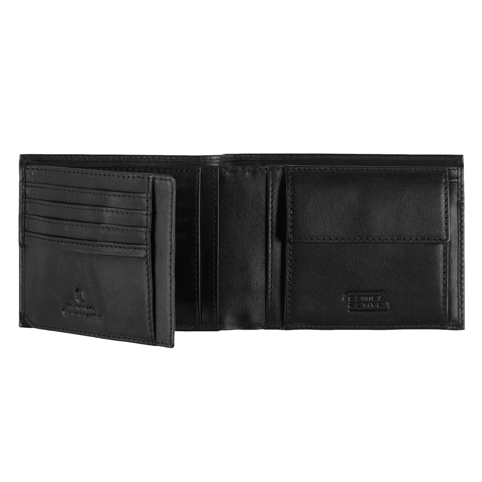 camel active Geldbörse Wood Querformat RFID-Schutz echt Leder 12,5x3x10 cm schwarz
