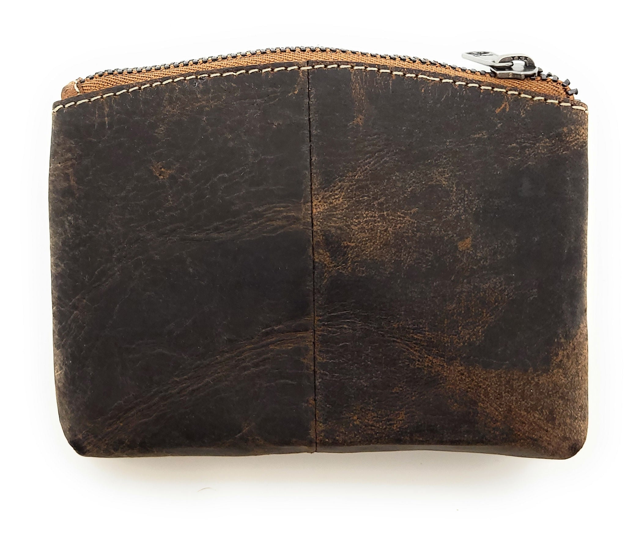 Ven Tomy Schlüsseletui – Büffelleder Vintage Braun mit 2 Schlüsselringen, Reißverschluss und Vorfach