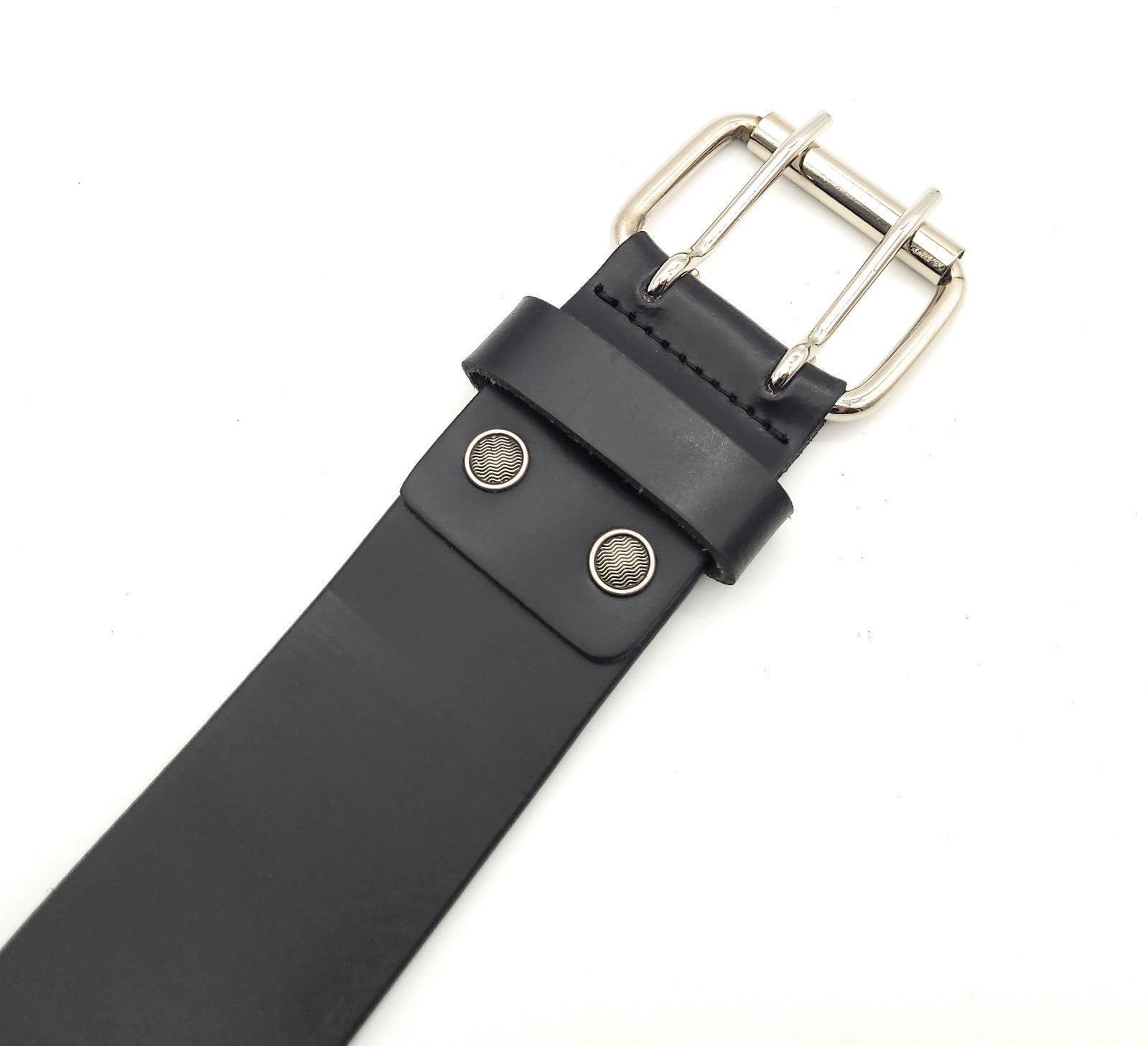 Arbeitergürtel / Handwerkergürtel aus Büffelvollleder – 50 mm breit, 10-fach Lochung, doppelte Dornschließe, kürzbar, 95 cm Bundweite schwarz