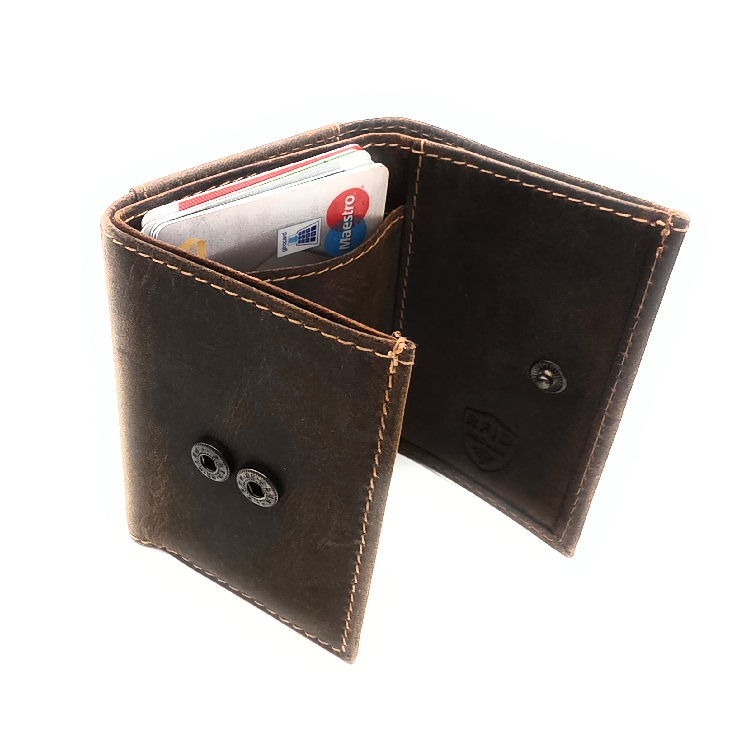 Jockey Club Mini Geldbörse aus Hunterleder | RFID-Schutz & Vintage Design cognac braun