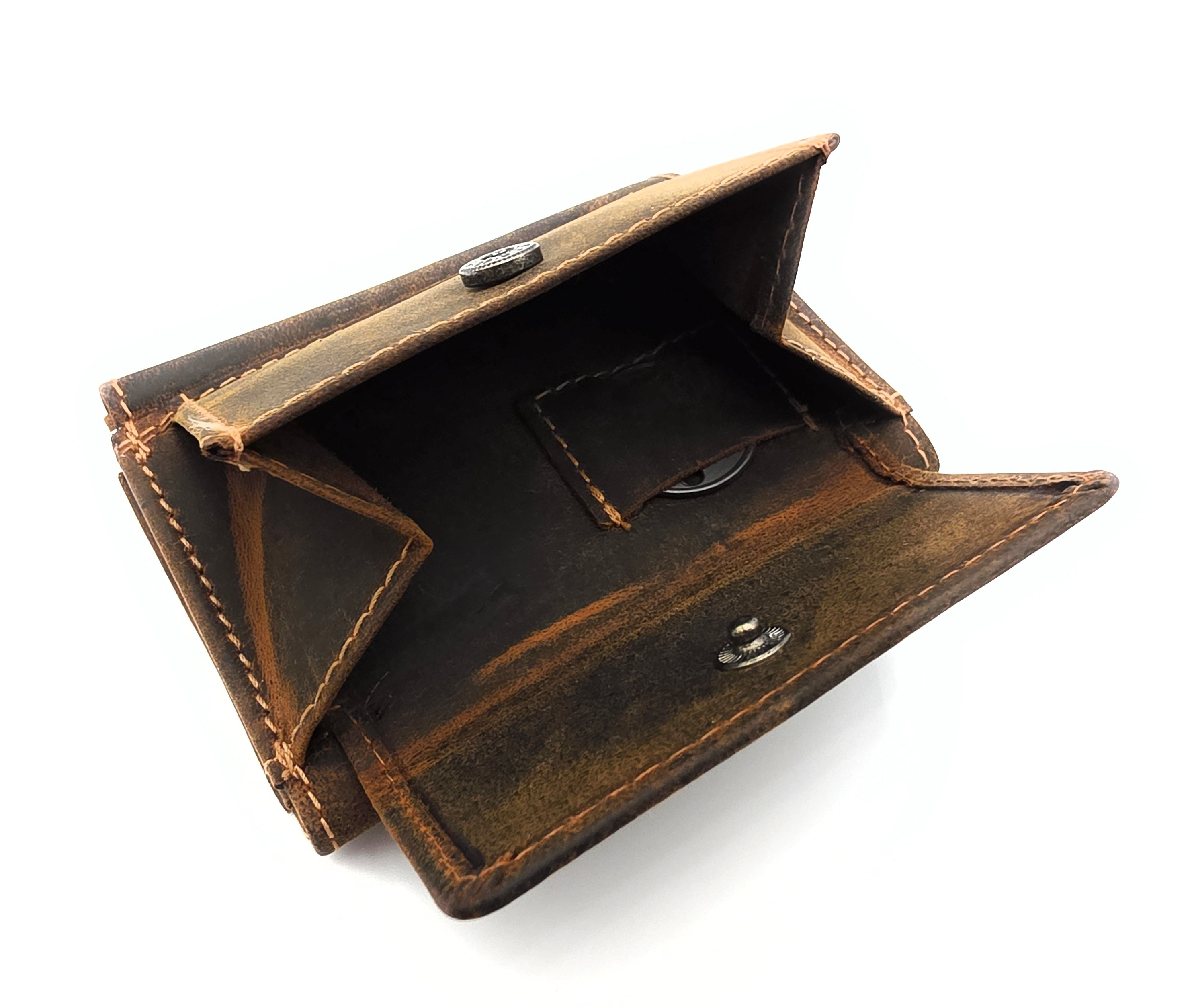 Jockey Club Mini Geldbörse aus Hunterleder | RFID-Schutz & Vintage Design cognac braun