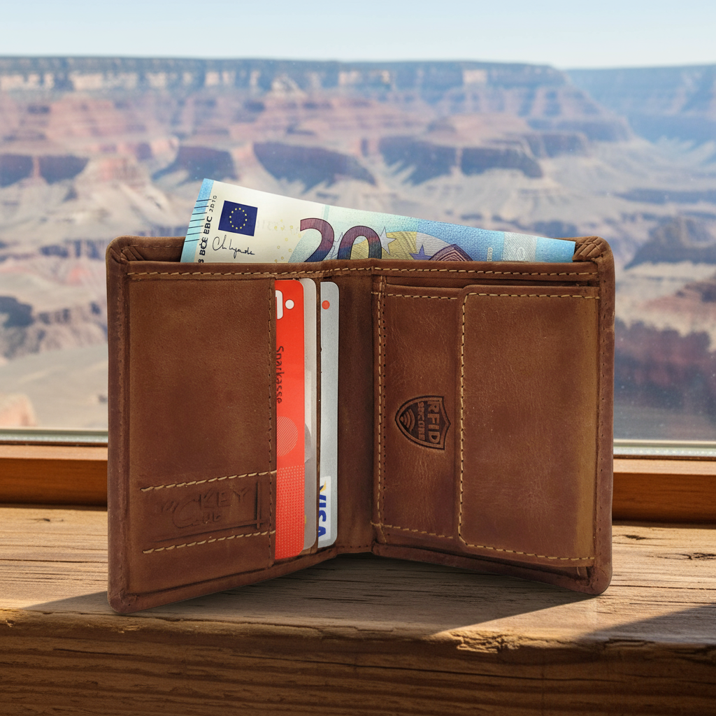 Jockey Club Rustikale Mini Leder Geldbörse Vintage Braun | Echt Hunterleder | Handgefertigt | RFID-Schutz | Kompakte Herrenbörse aus echtem Leder