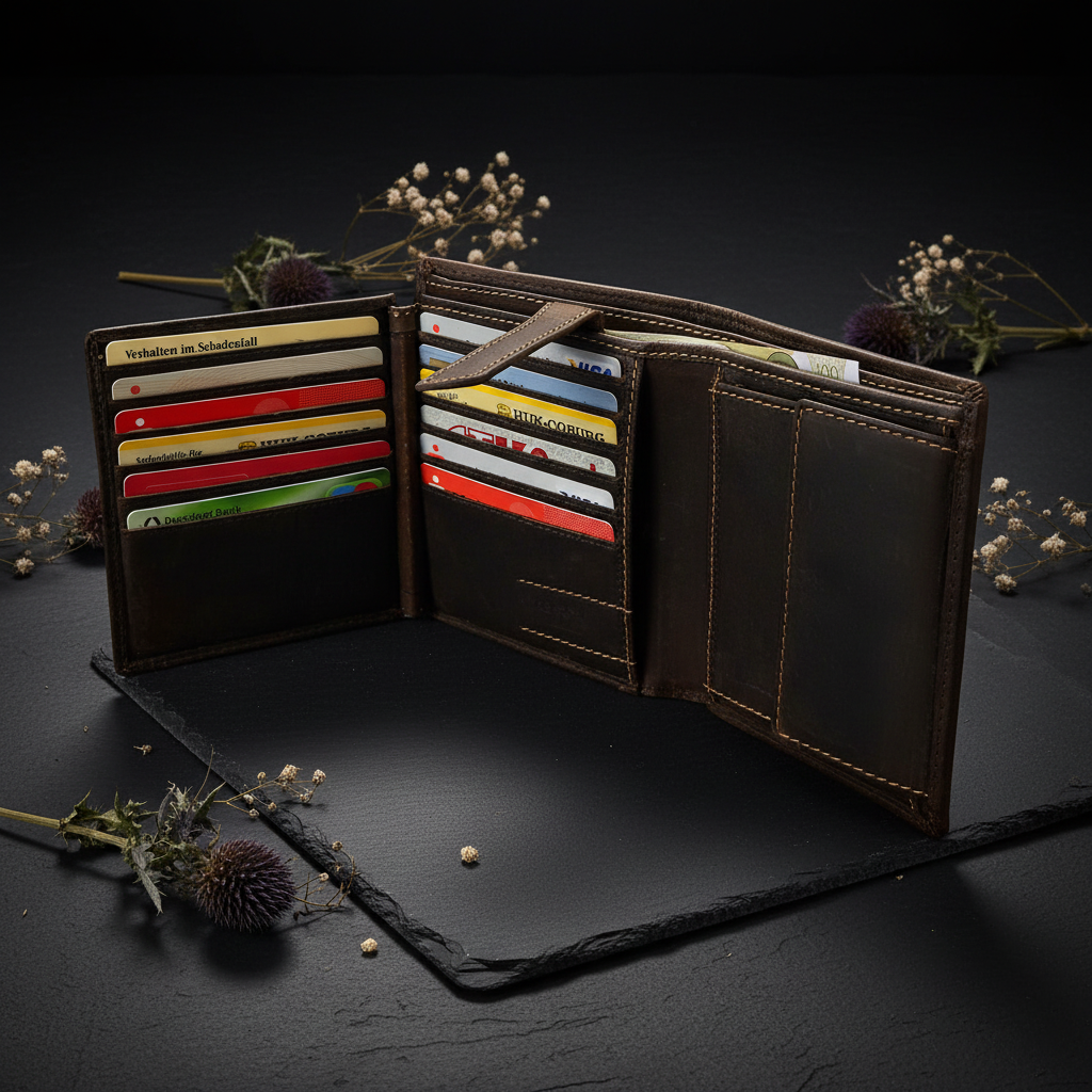 Jockey Club Echt Vollrindleder Geldbörse mit RFID-Schutz – 18 Kartenfächer, 2 Geldscheinfächer, Münzfach