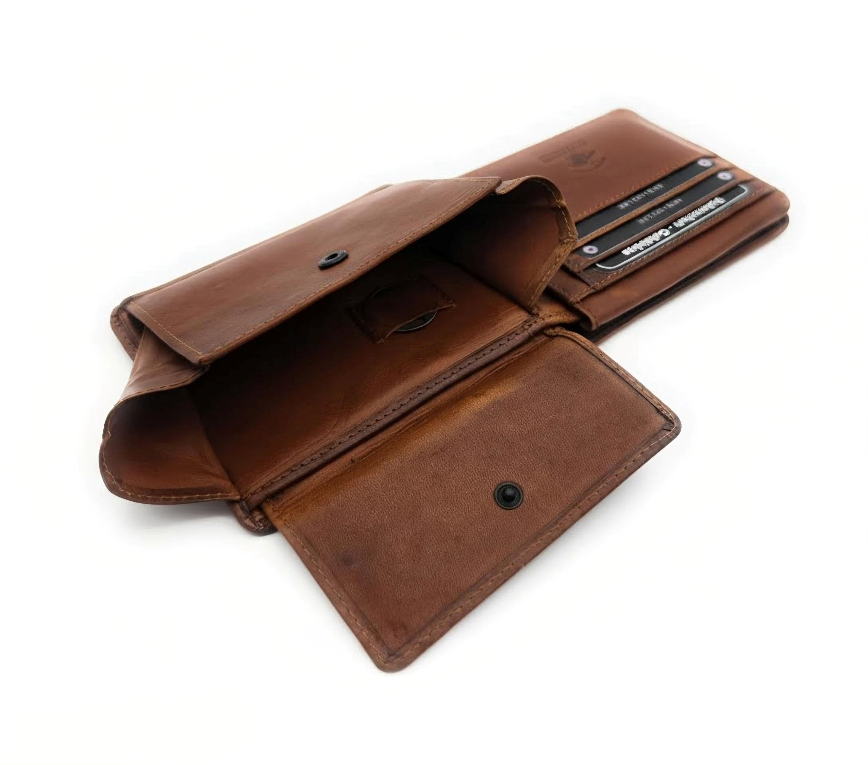 Jockey Club Echt-Leder Geldbörse Herren – Flach, Weich & RFID-Schutz | Cognac