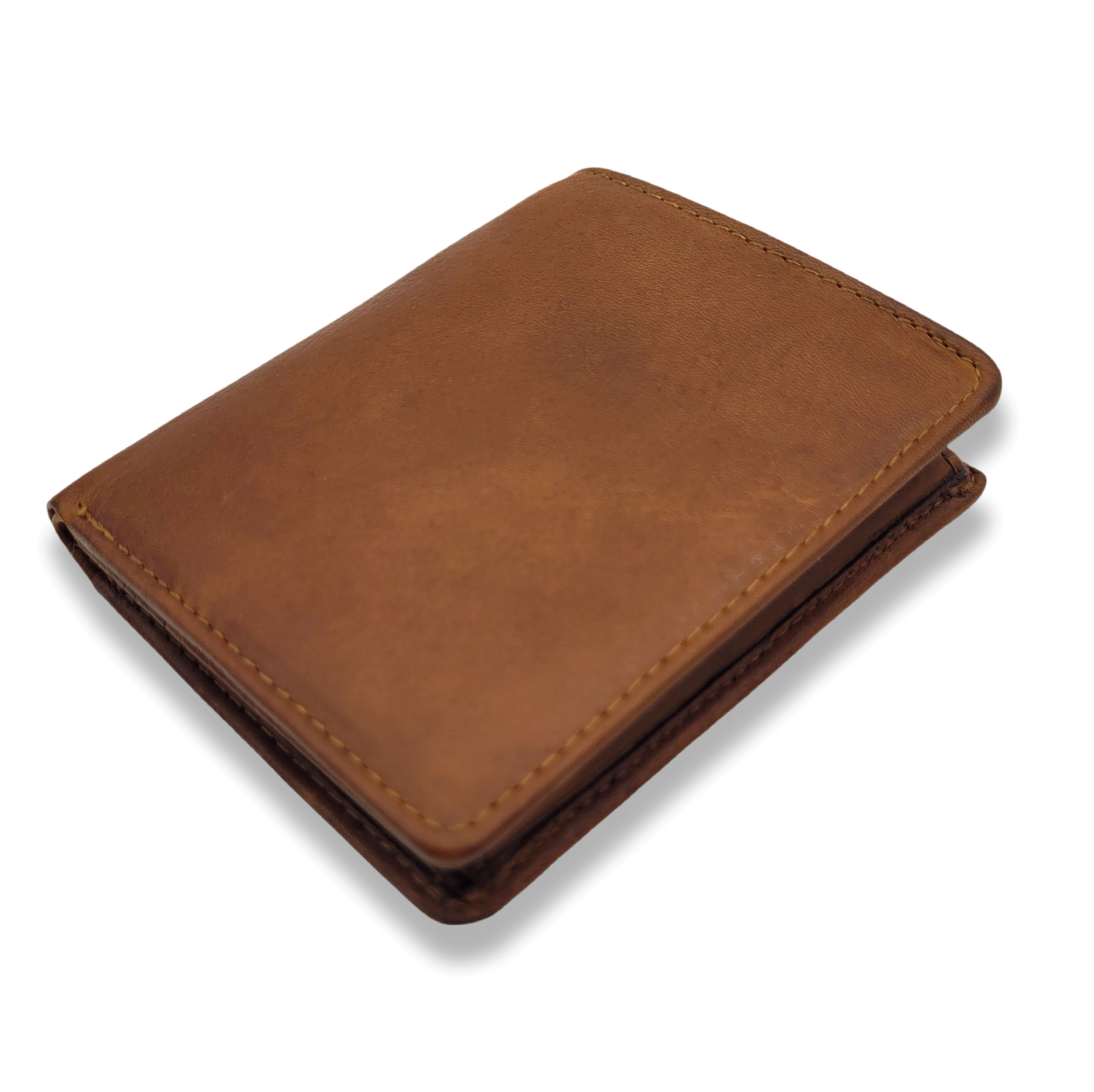 Jockey Club echt Leder Mini Geldbörse Portemonnaie Vintage mit RFID Schutz cognac braun