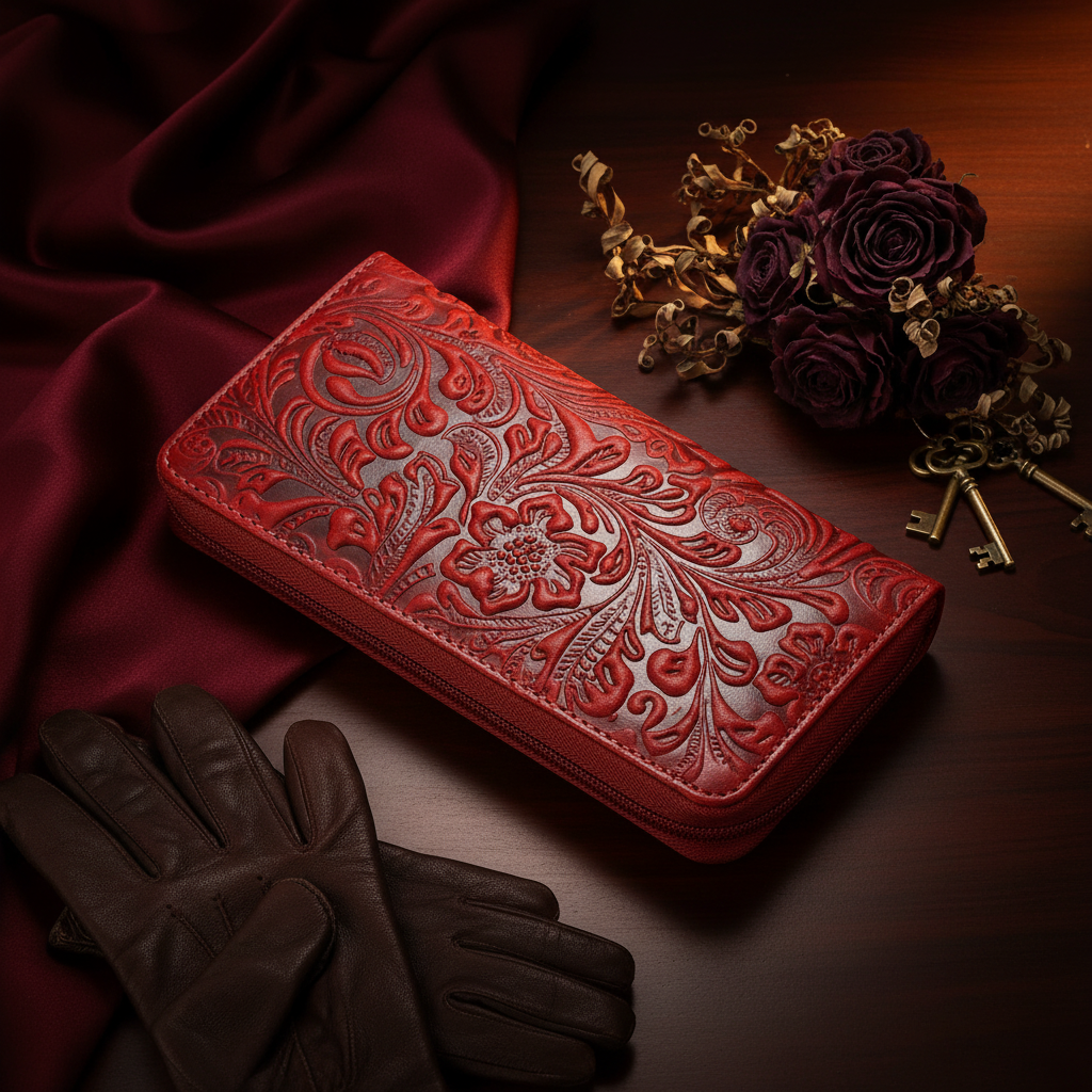 Jockey Club echt Leder Damen Reißverschluss Geldbörse Portemonnaie mit RFID Schutz rot