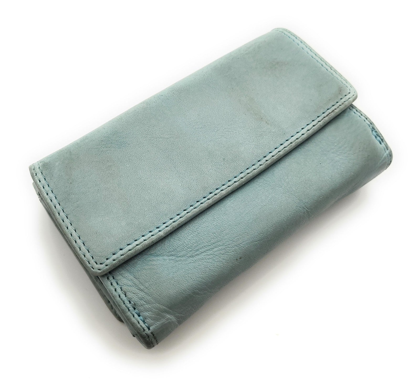 Hill Burry echt Leder Damen Geldbörse Portemonnaie mit RFID Schutz gewaschenes Rindleder hellblau