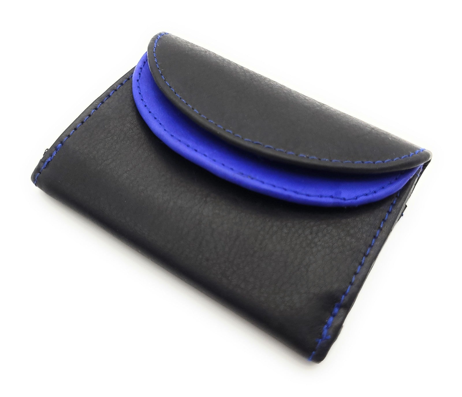 Jockey Club echt Leder Mini Geldbörse Wickelbörse Urlaubsbörse schwarz royalblau