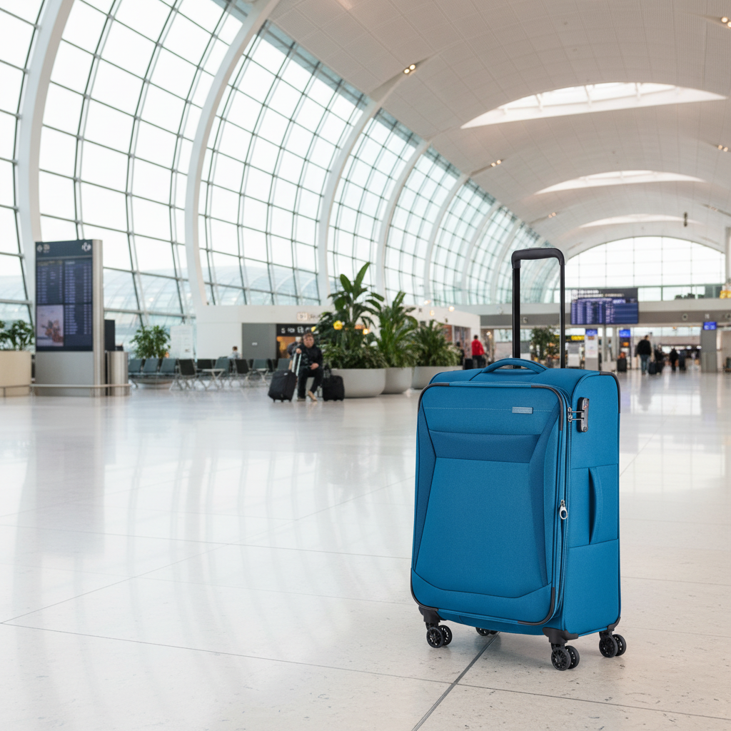 Travelite Chios Reisekoffer M Trolley Koffer 67cm 4 Rad / Rollen Dehnfalte TSA petrol