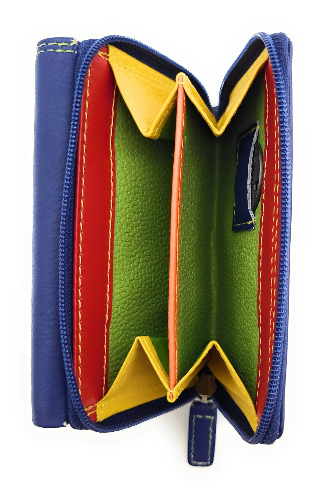 Jockey Club Rio Piccolino Damen Mini Geldbörse Leder RFID-Schutz Münzfach tropische Farben blau / bunt