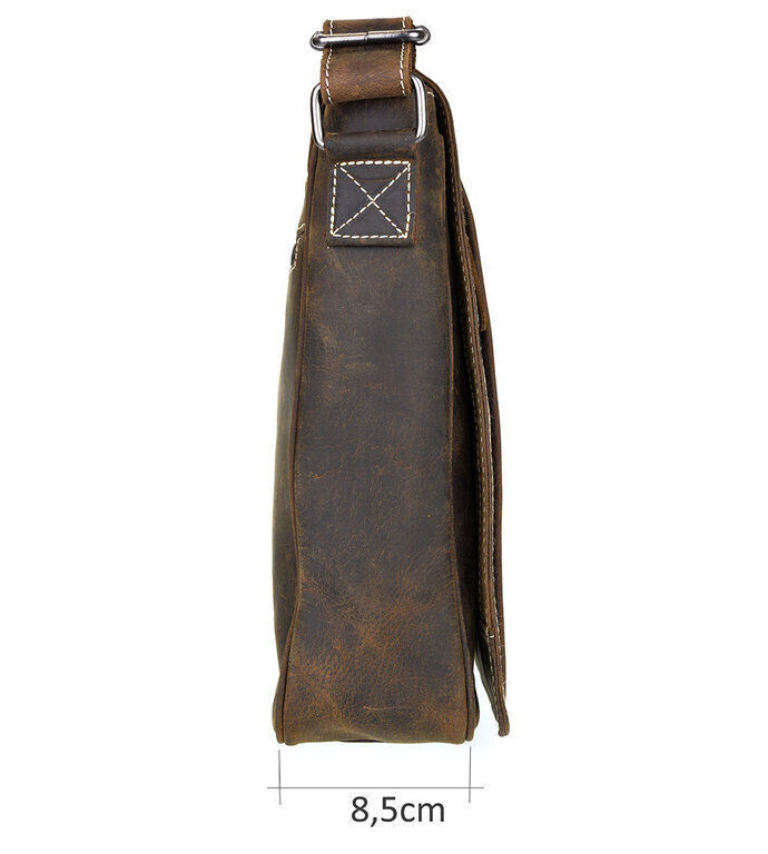 Ven Tomy Büffelleder Damen Herren Umhängetasche Messenger-Bag Handtasche braun