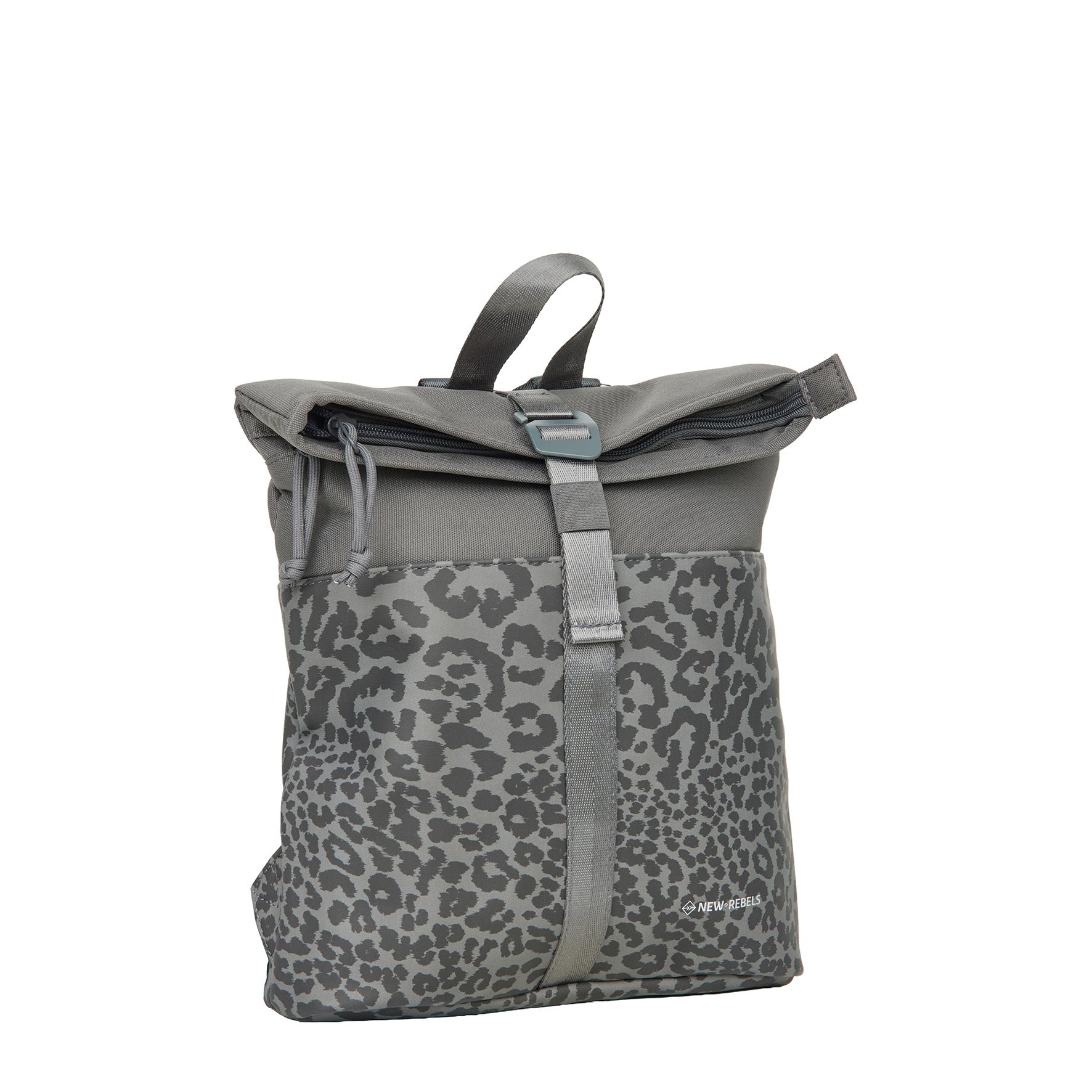 New Rebels Urban Roll Up Rolltop City Rucksack Los Angeles wasserabweisend Leopard anthrazit