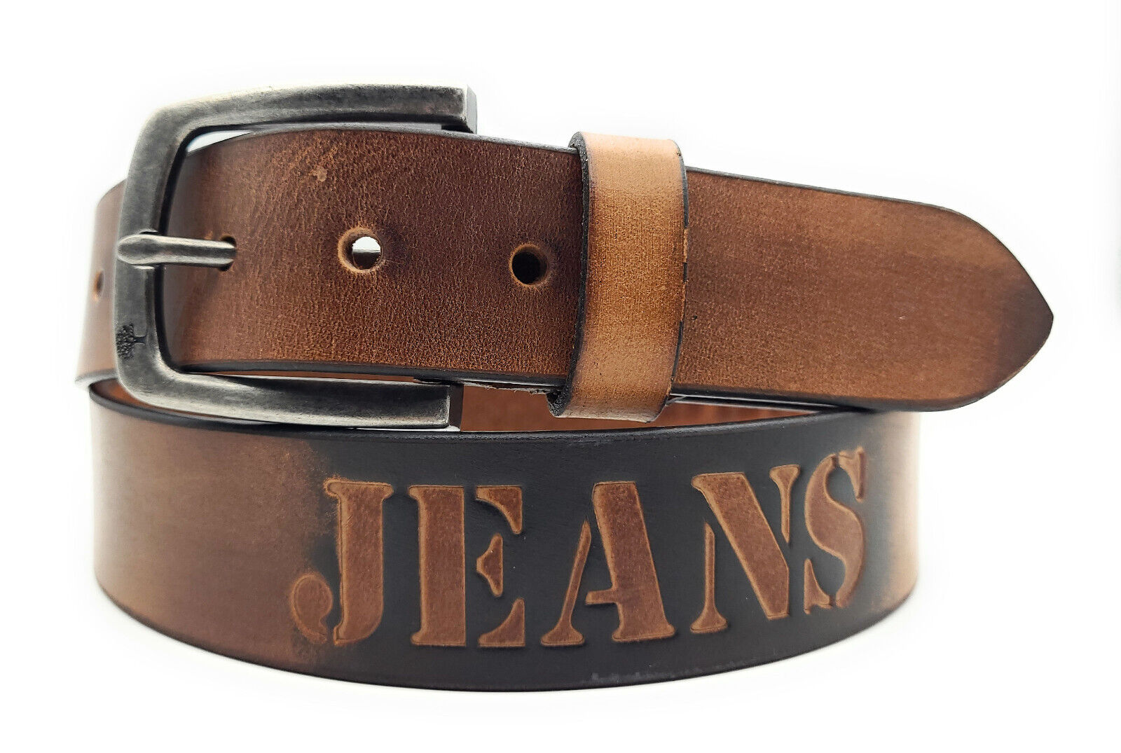 echt Leder Herren Gürtel Ledergürtel Büffelleder Jeansgürtel 90cm braun