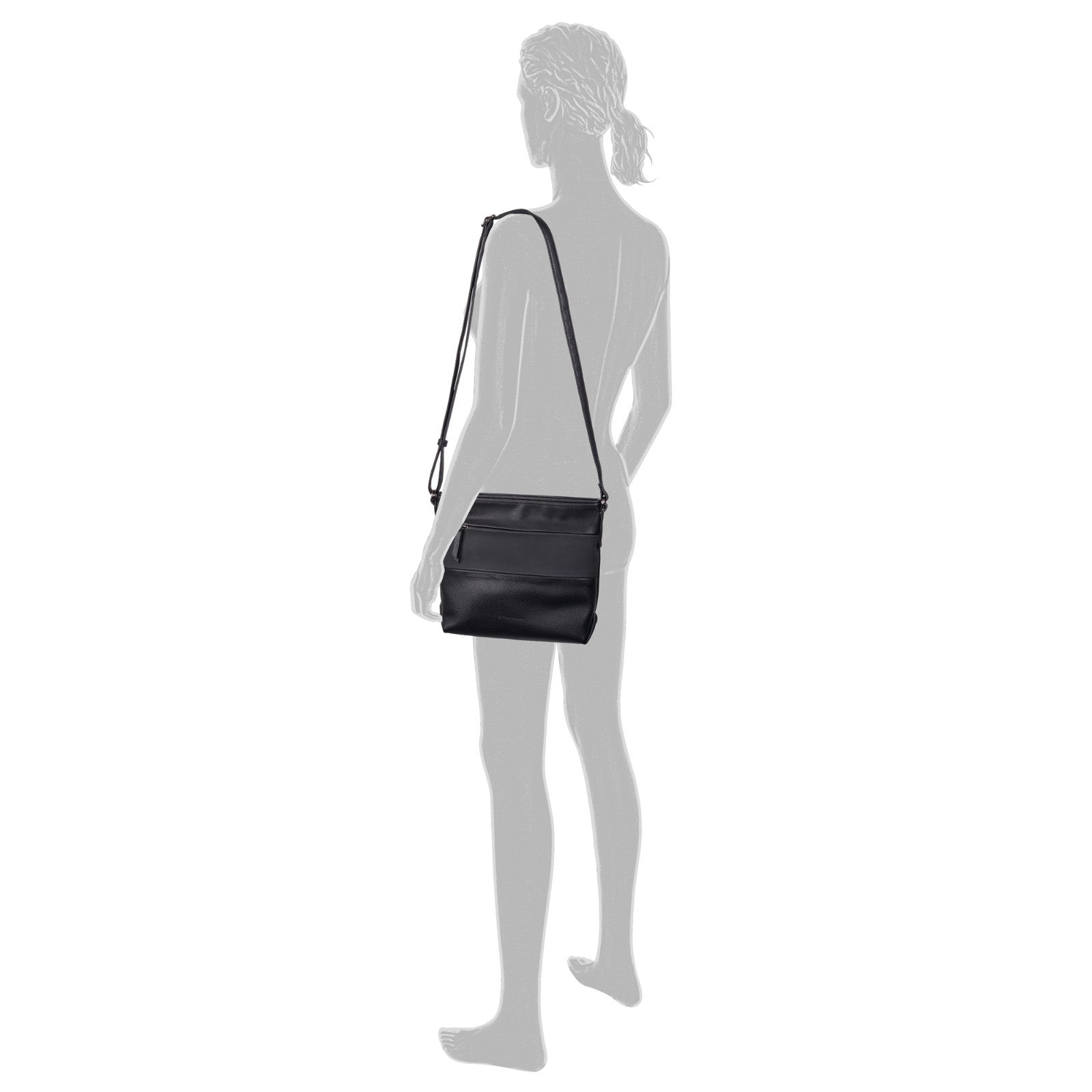 Tom Tailor Umhängetasche Nicolina – PU Handtasche mit Reißverschluss & Fächern – 27,5x10x23 cm mixed black