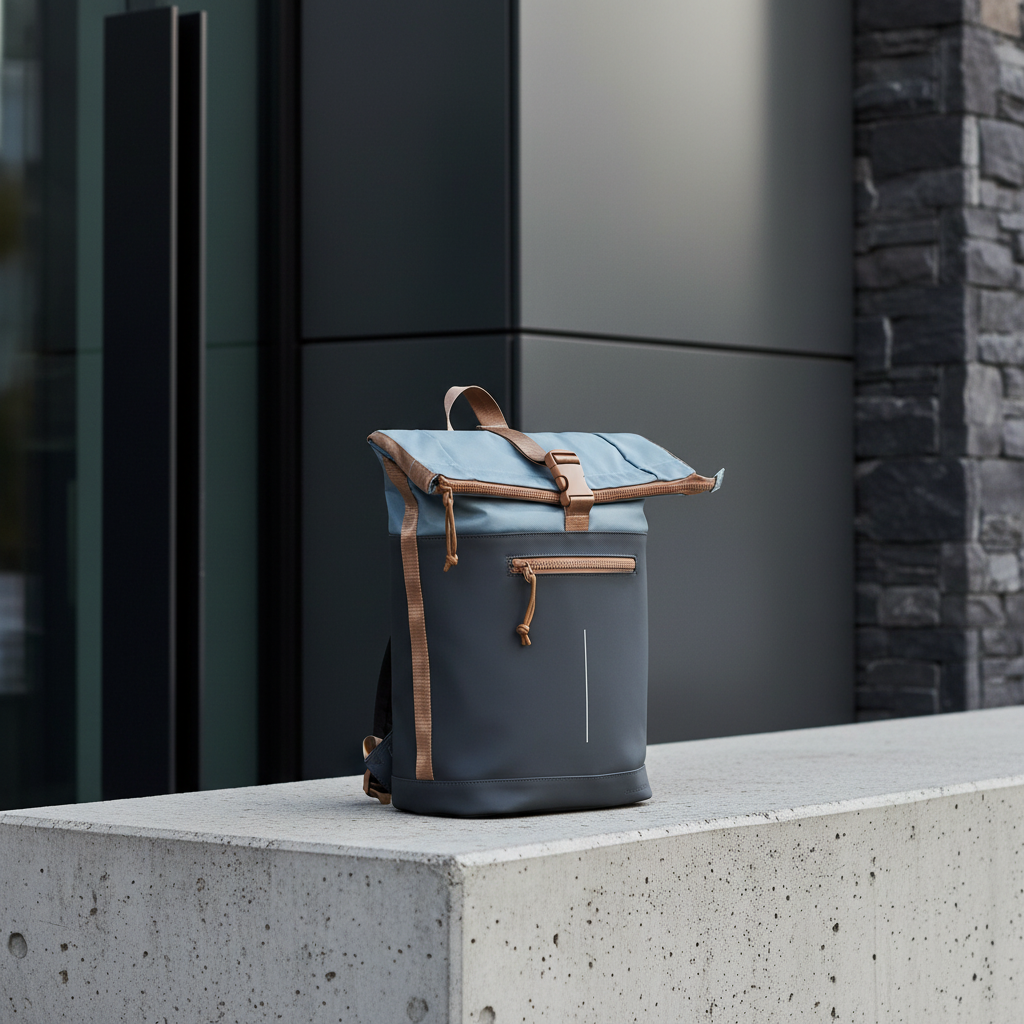 New Rebels New York Ferron Rucksack Anthrazit Kupfer – Rolltop, wasserabweisend, 15" Laptopfach