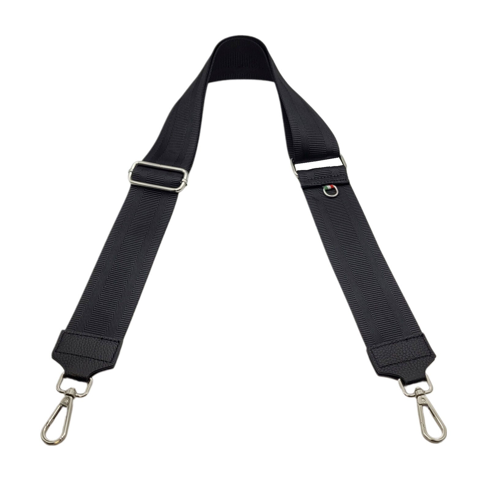 Ersatz Taschengurt Schultergurt Tragegurt Schulterriemen 5cm made in Italy schwarz silber
