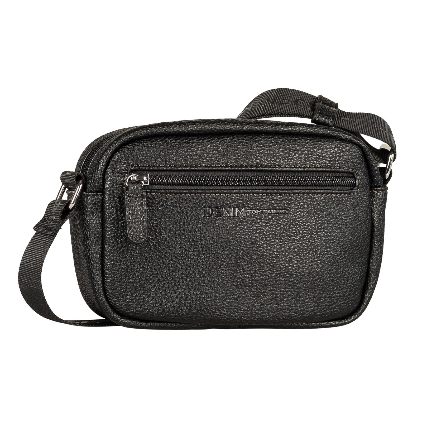 Tom Tailor Denim Cross Bag S Fara – kompakte Umhängetasche mit mehreren Fächern, Handtasche, Kunstleder, schwarz