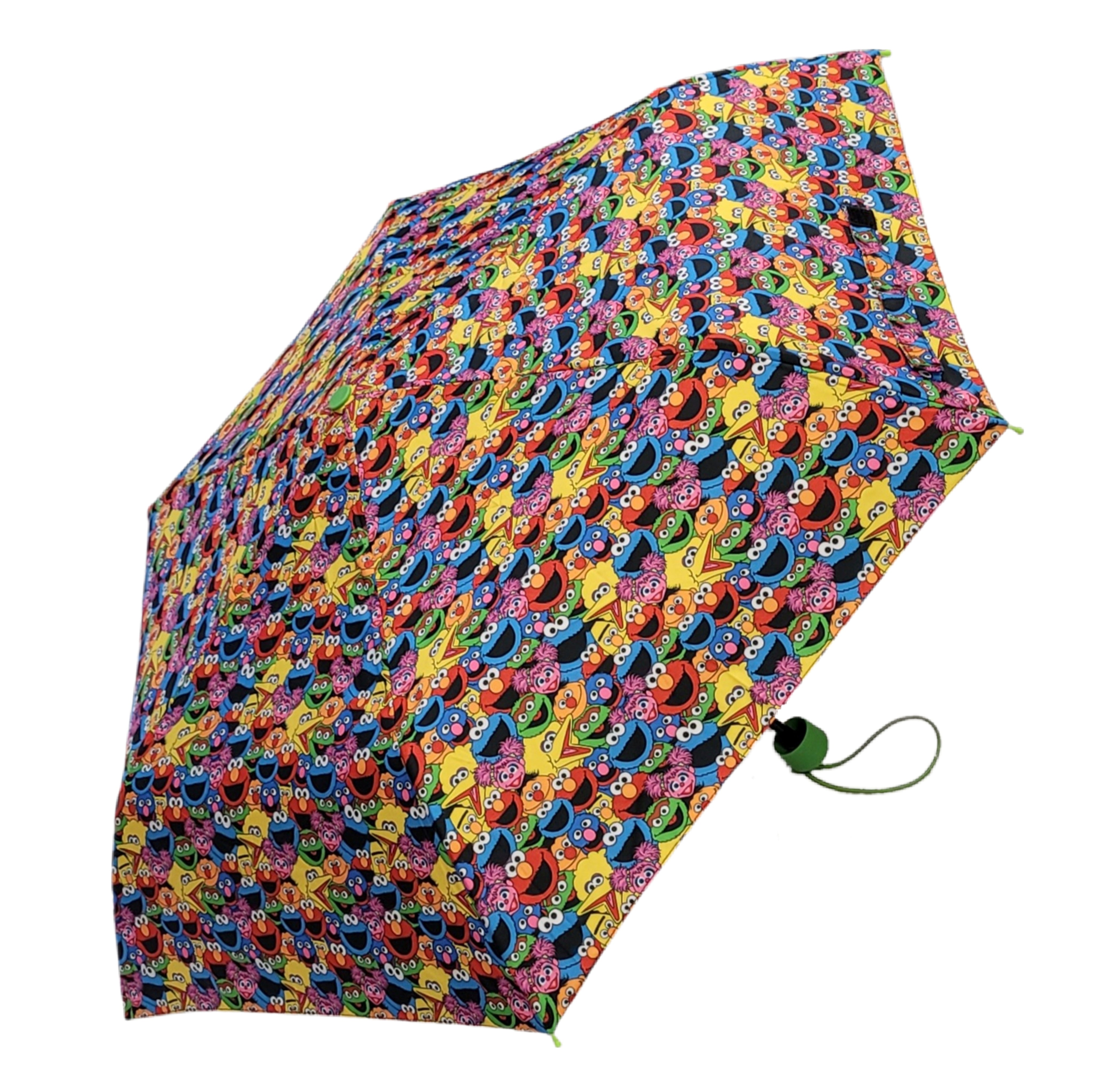 Kinder-Regenschirm Sesamstraße – Allover-Print mit allen Charakteren, Ø 90 cm, 230 g, Handöffner