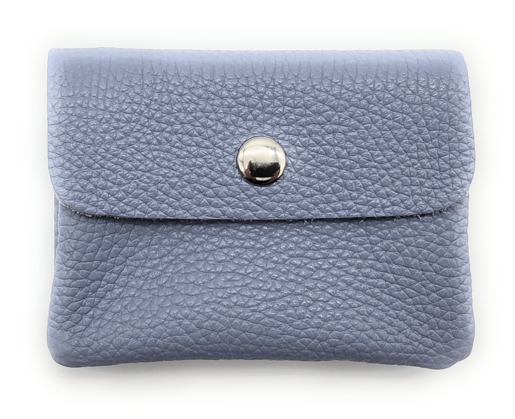 Mini Geldbörse Damen Herren – Echtes Rindleder, Made in Italy, Lavendelblau