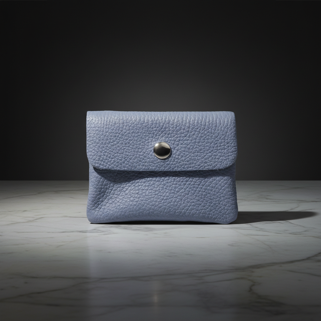 Mini Geldbörse Damen Herren – Echtes Rindleder, Made in Italy, Lavendelblau