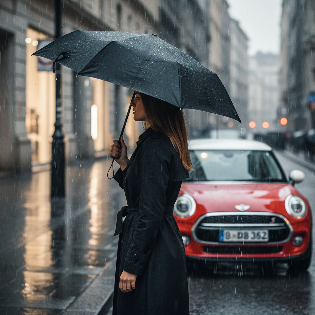 Knirps MINI duomatic Taschenschirm – kompakt, leicht, windstabil & ideal für MINI-Fahrer midnight black schwarz