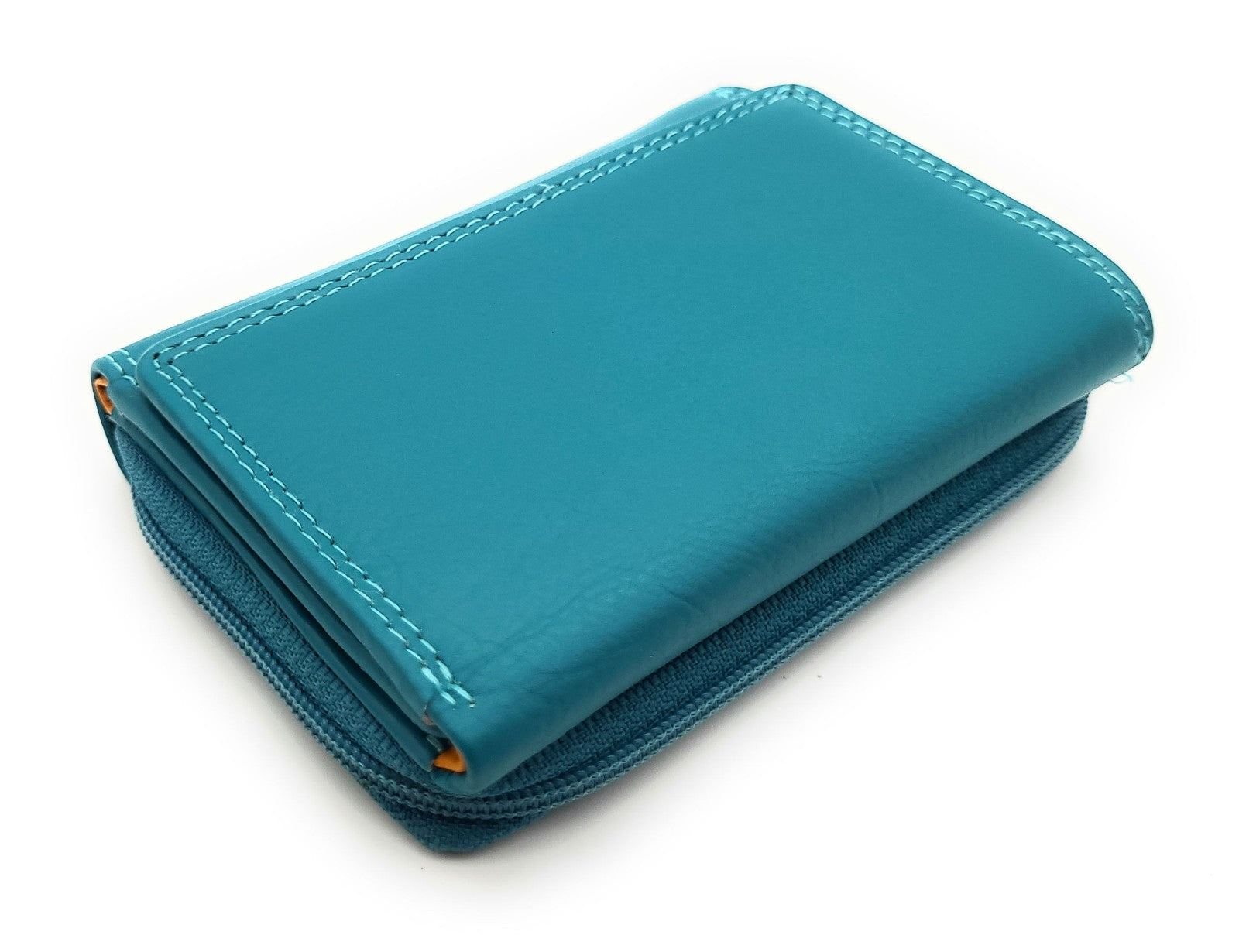 Jockey Club Rio Piccolino Damen Mini Geldbörse Leder RFID-Schutz Münzfach tropische Farben türkis / bunt