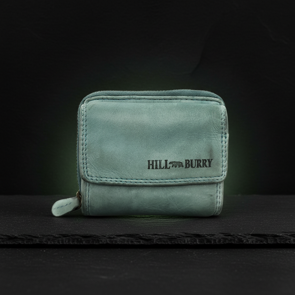 Hill Burry Mini echt Leder Damen Geldbörse Portemonnaie RFID Schutz Waschleder hellblau