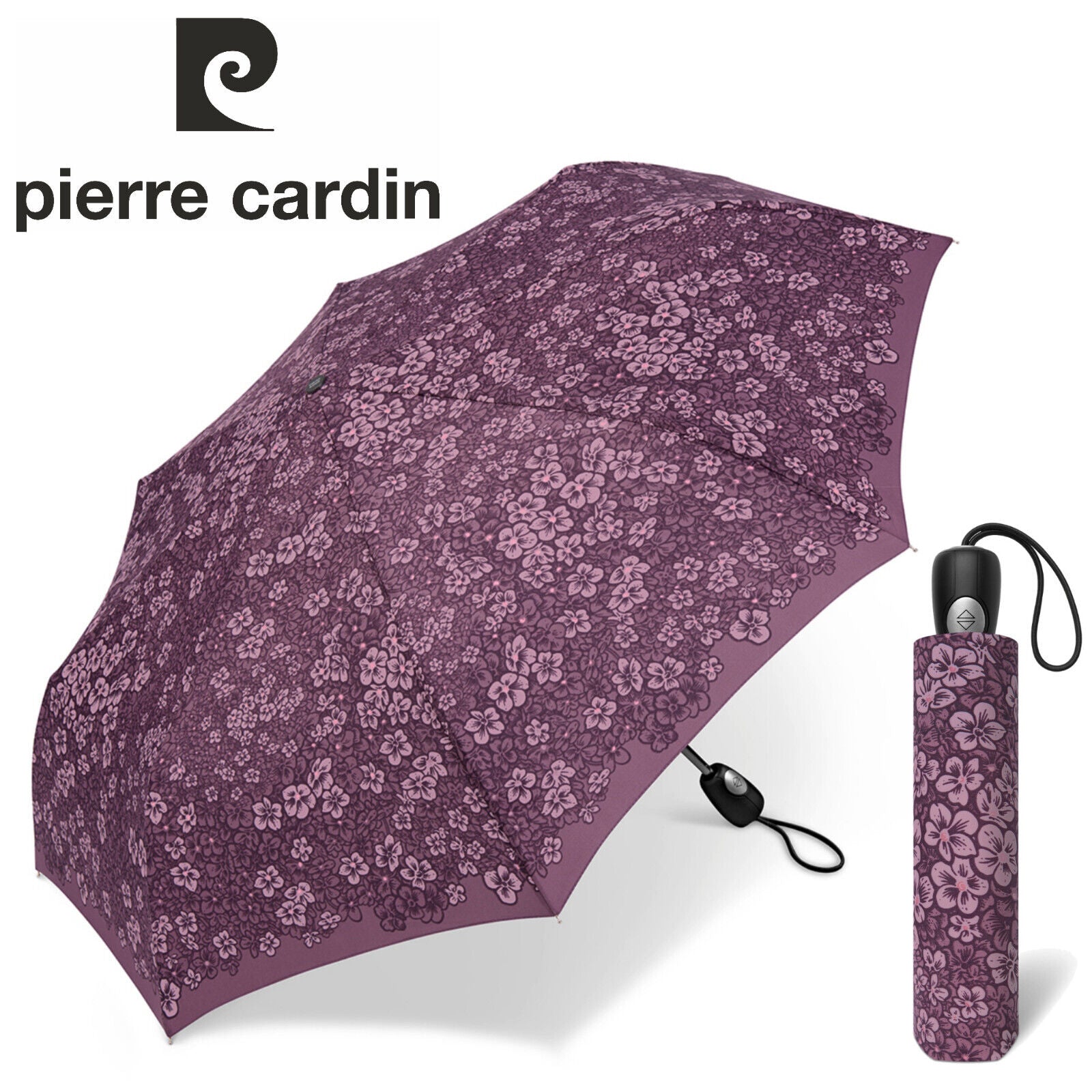 Pierre Cardin Damen Regenschirm Taschenschirm mit Auf-Zu Automatik Hydrangea rose