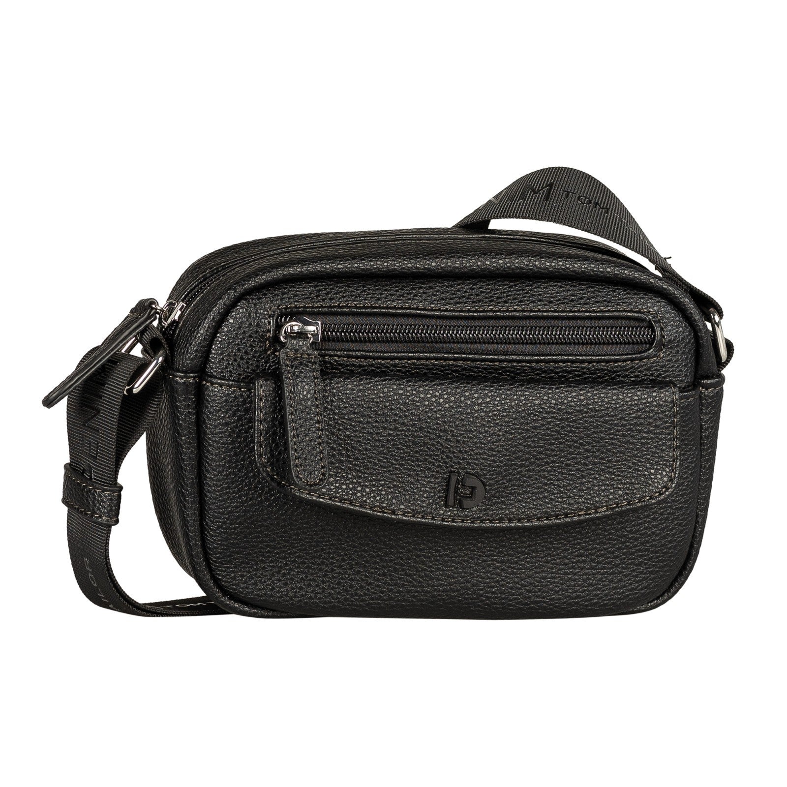 Tom Tailor Denim Cross Bag S Fara – kompakte Umhängetasche mit mehreren Fächern, Handtasche, Kunstleder, schwarz