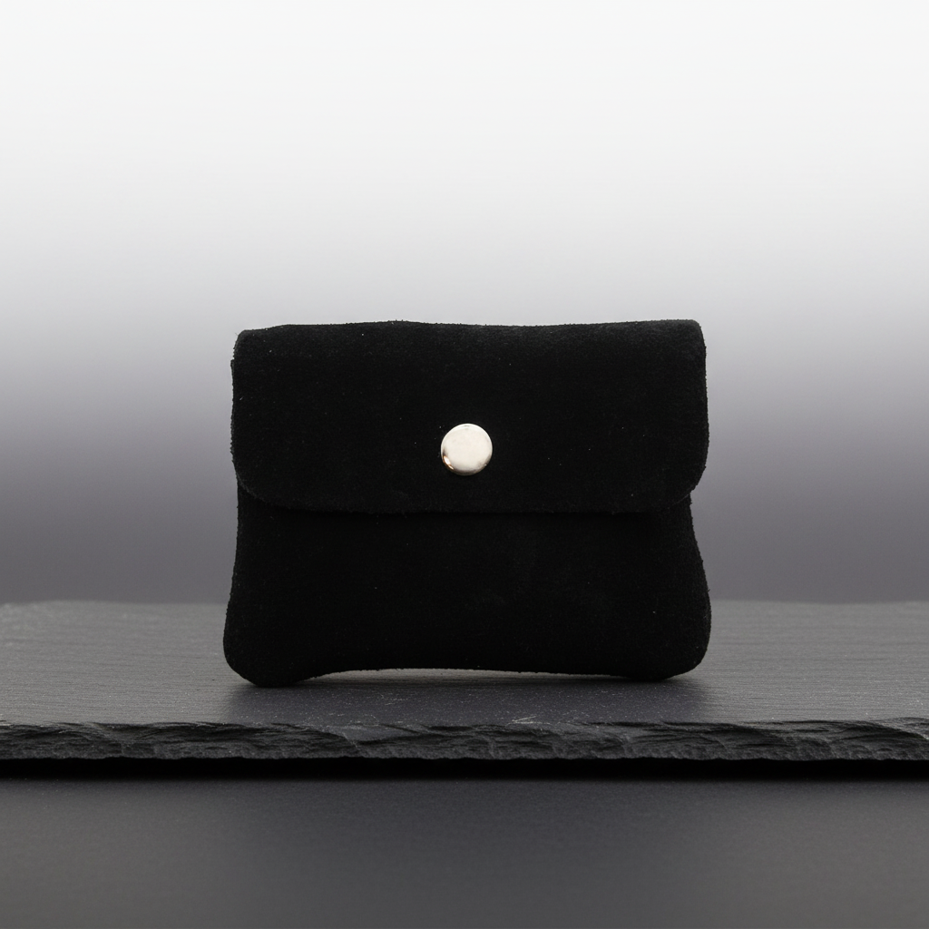 Mini Geldbörse aus echtem Rindleder – kompaktes Leder Portemonnaie Made in Italy Wildleder schwarz