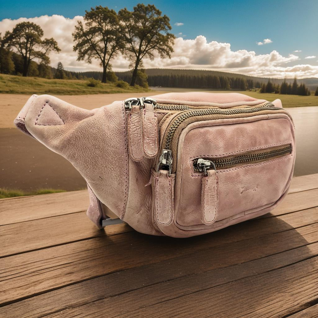 Ven Tomy Hüfttasche Bauchtasche Crossbody Bag Gürteltasche Waschleder dusty pink