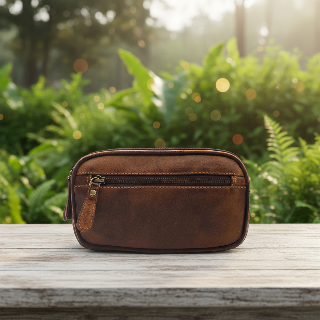 Leatherfox Gürteltasche XXL Büffelleder – 2 Hauptfächer, Hüfttasche Echtleder 21 cm