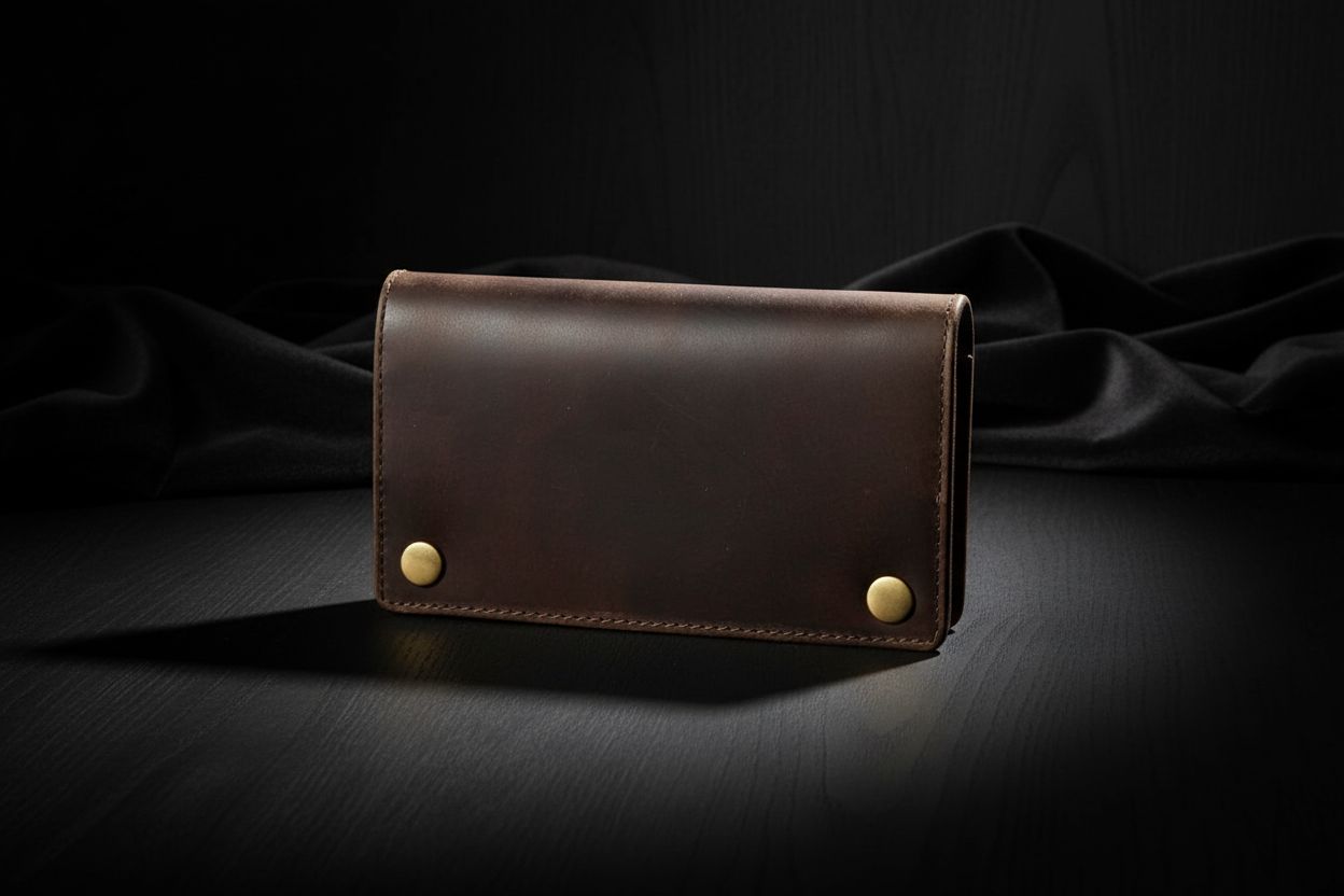 Tabakbeutel aus Büffelleder – Komfortgröße, passend für 30 g Tabakpackungen, mit Blättchenfach & Reißverschlussfächern, braun
