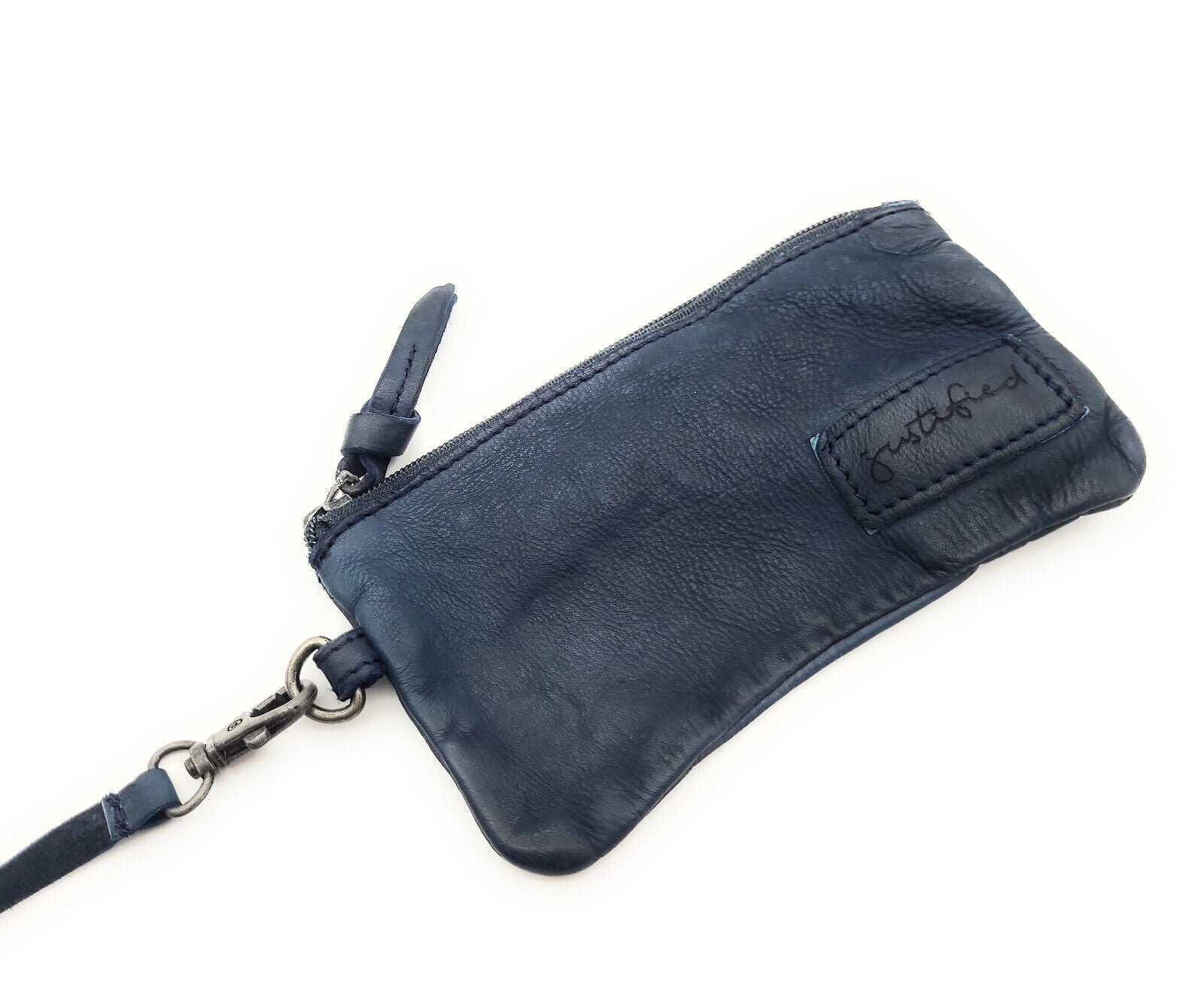 Justified Bags echt Leder Damen Shopper Handtasche Lederhenkel und abnehmbarer Schultergurt Amber navy blau