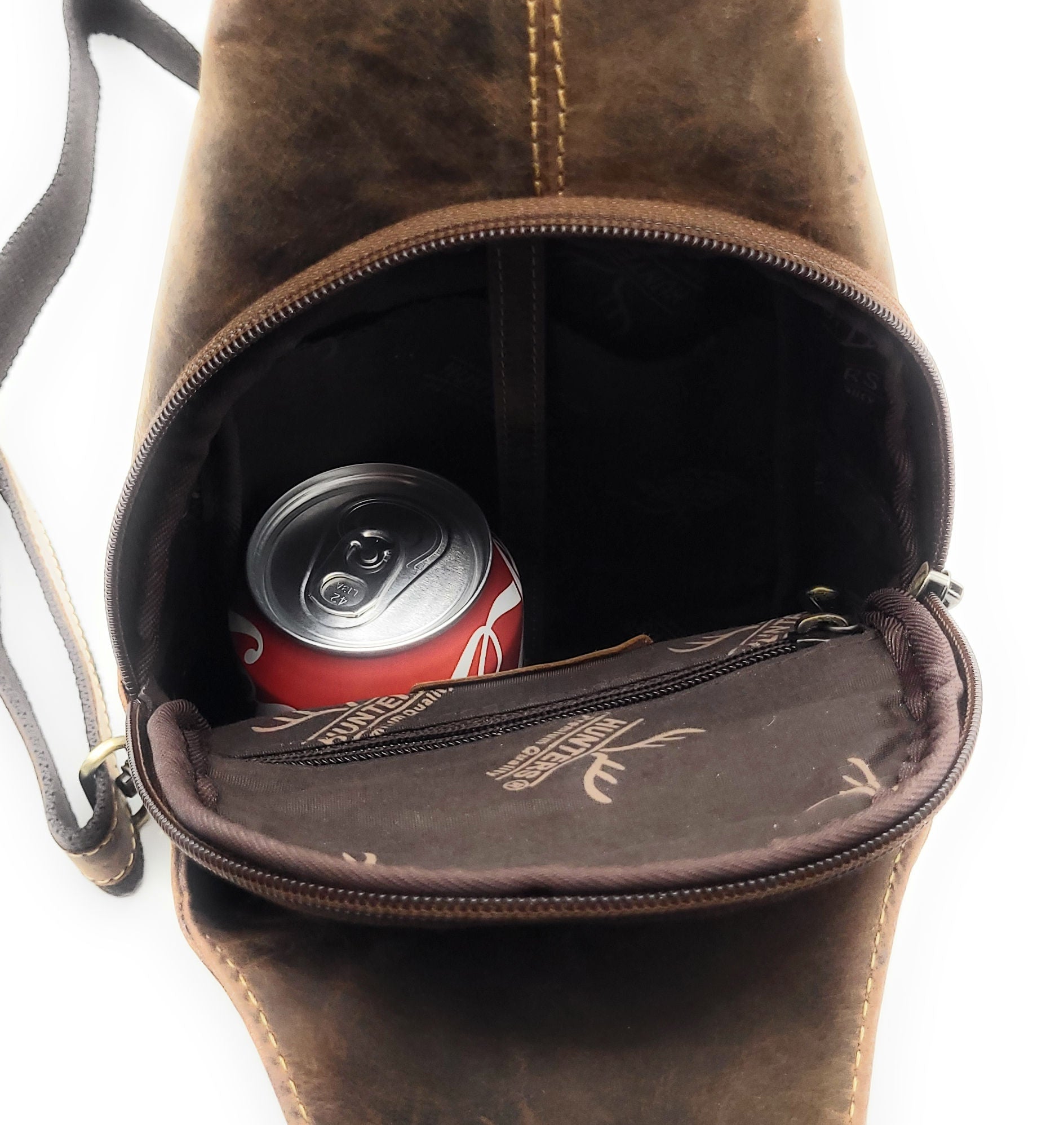 Hunters Leder Crossbag Hunterleder – Umhängetasche Slingbag mit Mehrfachfächern