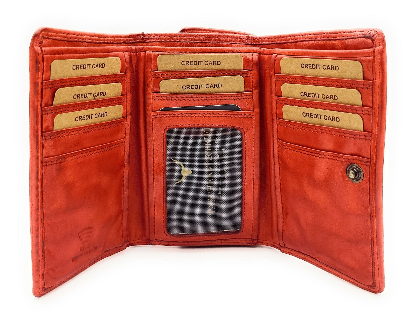 Hill Burry echt Leder Damen Geldbörse Portemonnaie mit RFID Schutz gewaschenes Rindleder rot