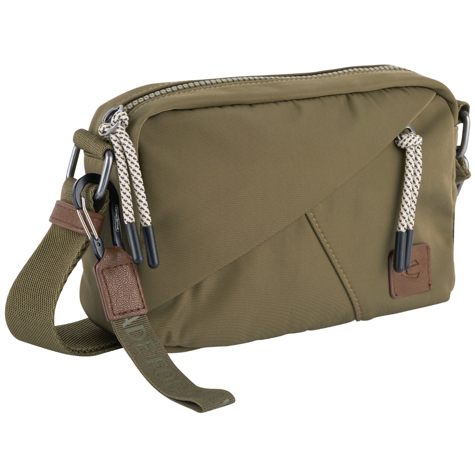 camel active Aurum Camera Bag Umhängetasche recyceltes Nylon 23cm, abwaschbar, Schulterriemen, khaki