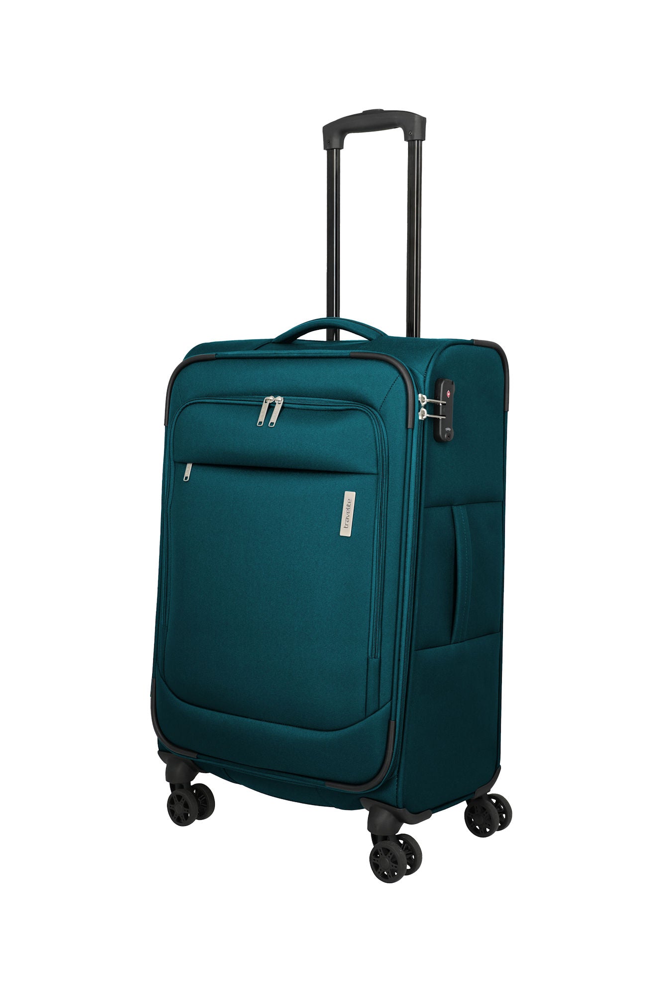Travelite Priego Trolley M 66 cm – Mittelgroßer Koffer mit 4 Rollen & Zahlenschloss petrol