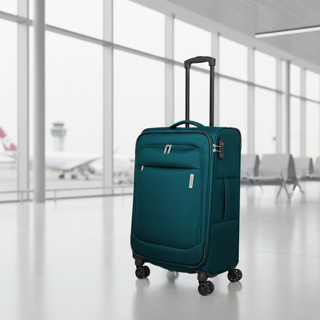 Travelite Priego Trolley M 66 cm – Mittelgroßer Koffer mit 4 Rollen & Zahlenschloss petrol
