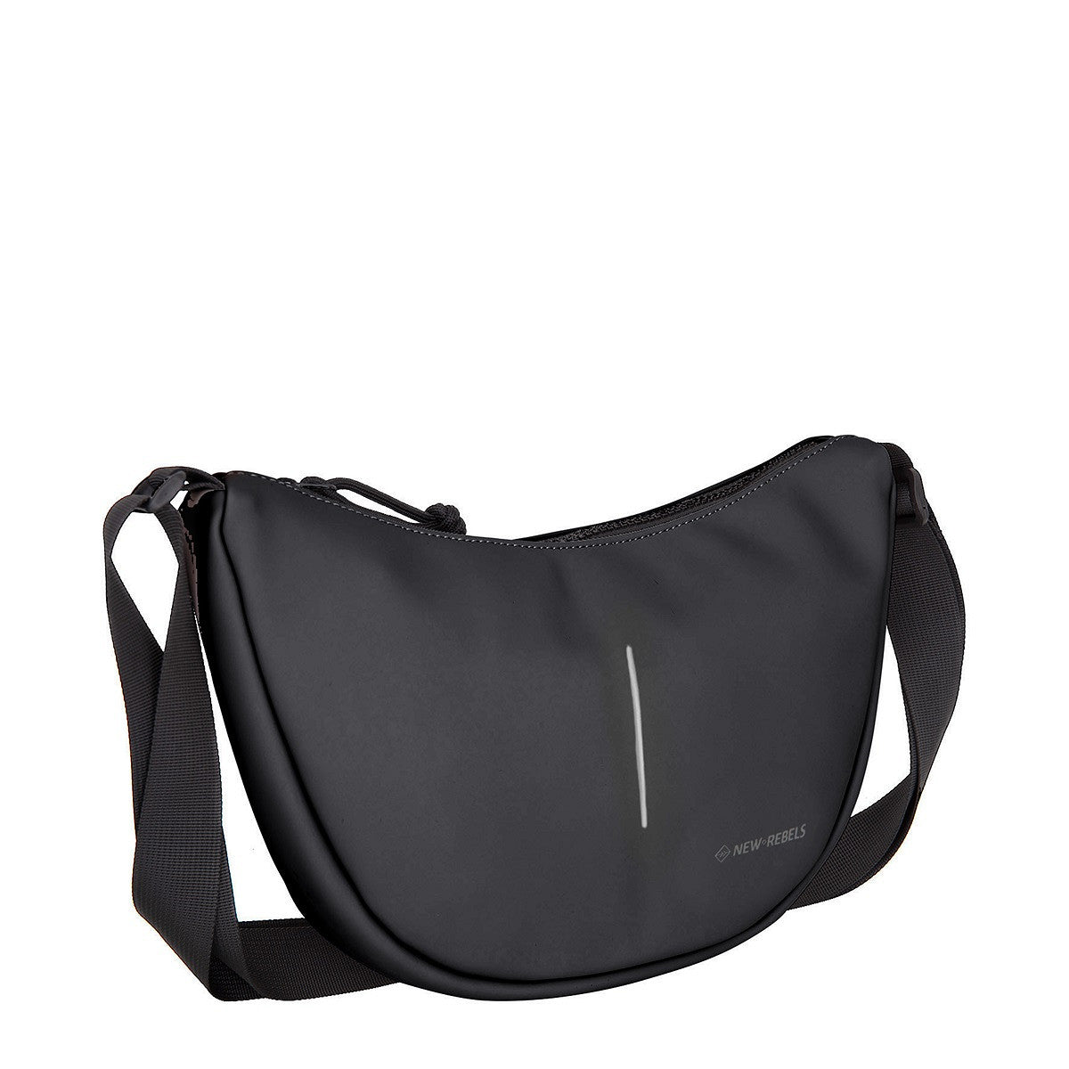 New Rebels Half Moon Bag Branson – leichte wasserabweisende Umhängetasche, Crossbody Tasche mit Reißverschlussfächern schwarz