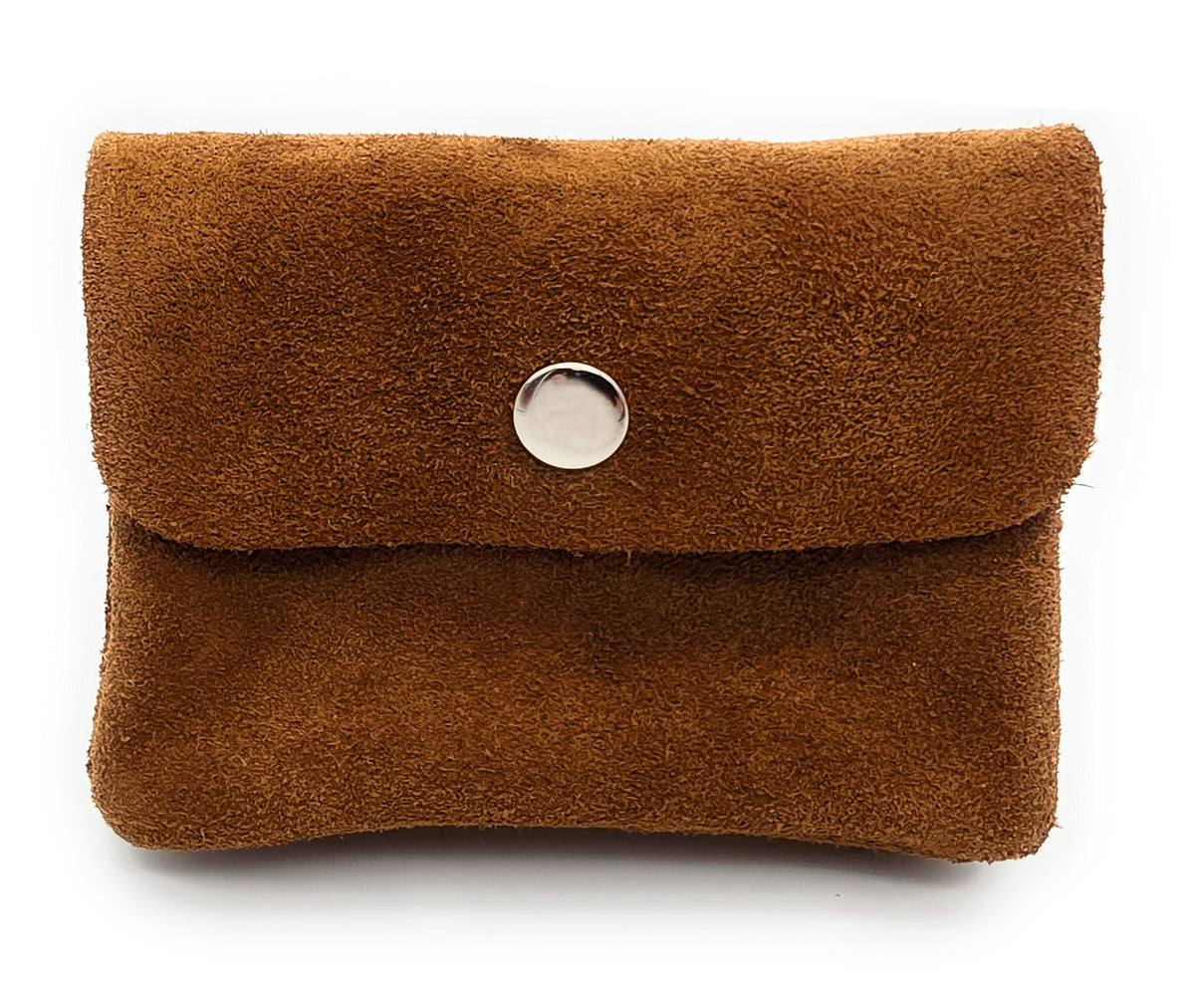 Mini Geldbörse aus echtem Rindleder – kompaktes Leder Portemonnaie Made in Italy Wildleder braun