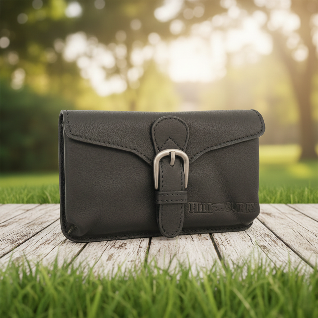Hill Burry Echtleder Gürteltasche – Bikertasche & Hüfttasche Schwarz