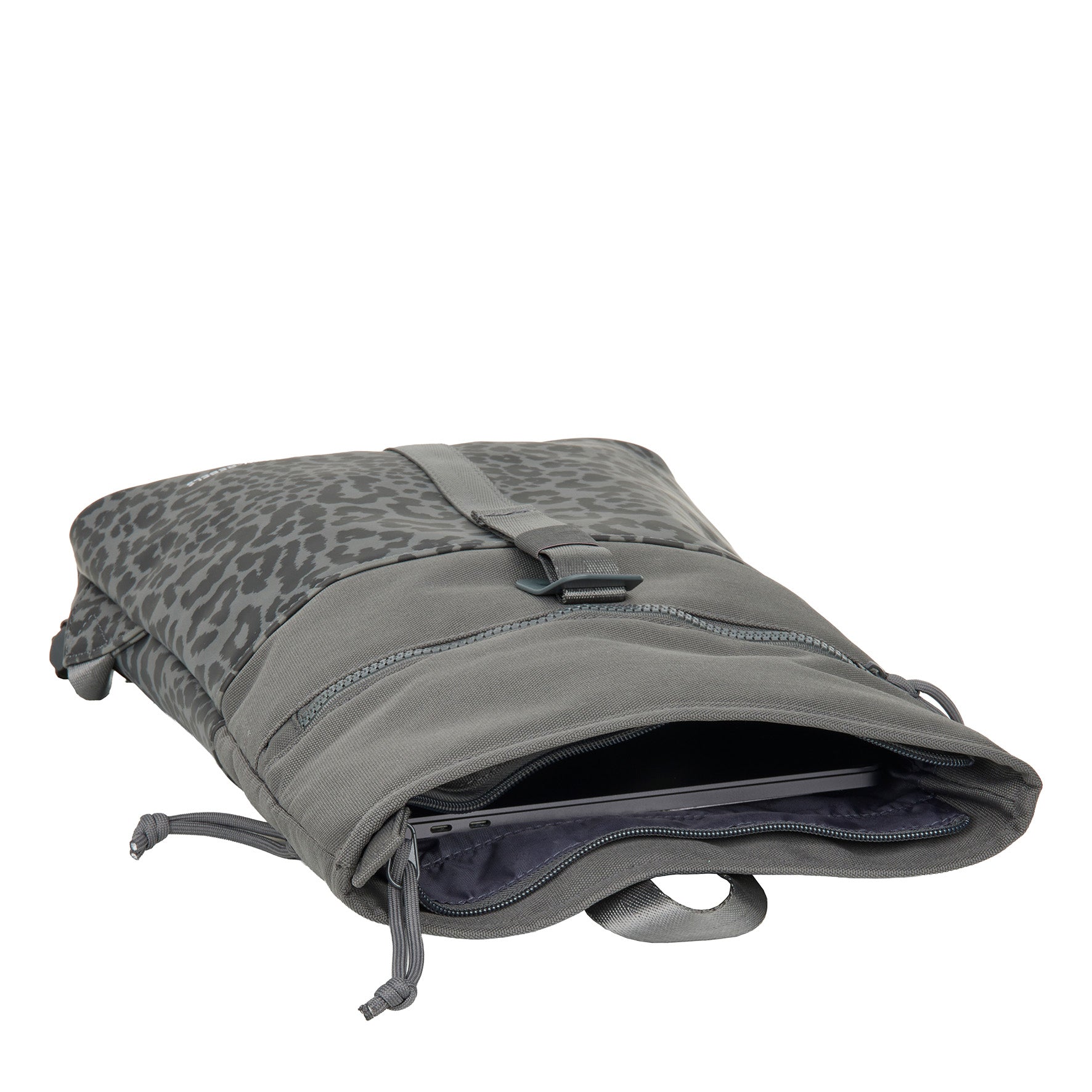 New Rebels Urban Roll Up Rolltop City Rucksack Los Angeles wasserabweisend Leopard anthrazit