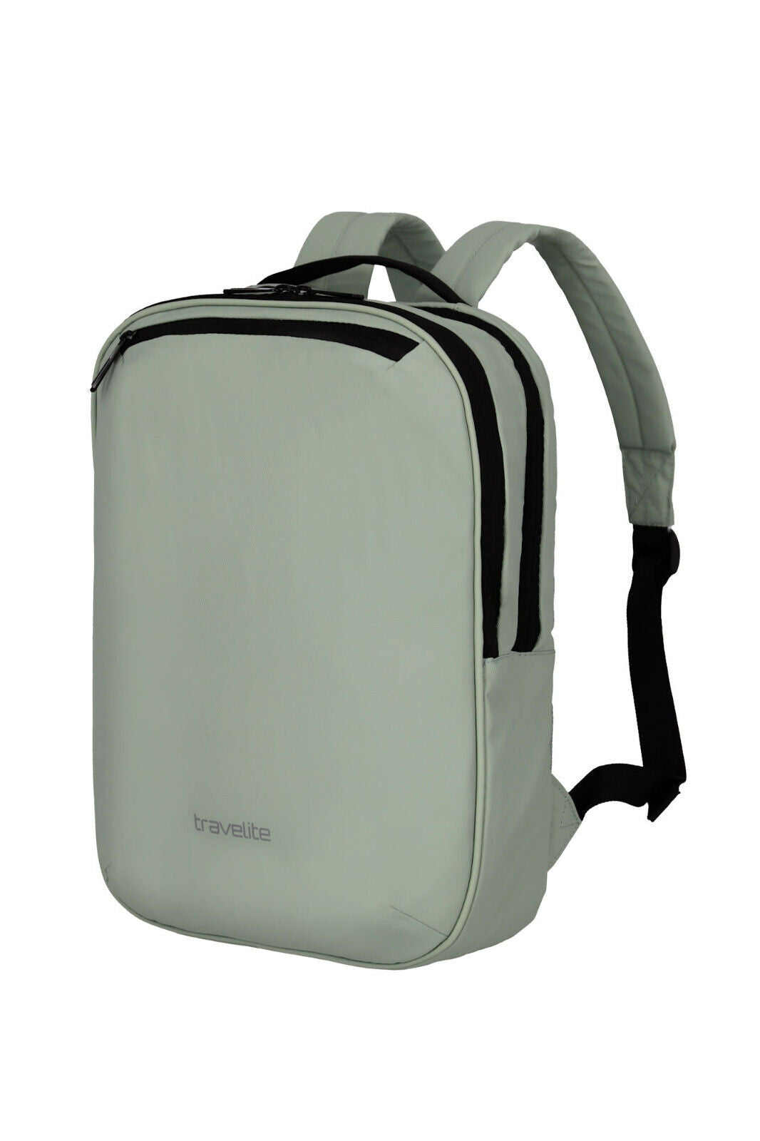 Travelite Basics Plane Cityrucksack – Wasserabweisender Daypack mit 14-Zoll-Laptopfach, spritzwassergeschützten Reißverschlüssen & Sicherheitsfach hellgrün