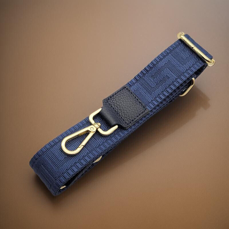 Ersatz Taschengurt Schultergurt Tragegurt Schulterriemen 4cm made in Italy navy gold